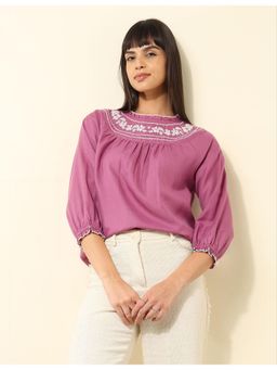 U.S. POLO ASSN. - Yoke Embroidered Frill Top