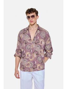 Snitch - Mauve Abstract Full Sleeves Regular Casual Shirt for Men
