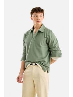 Snitch - Light Green Textured Full Sleeves Regular Casual Polo T-shirt For Men