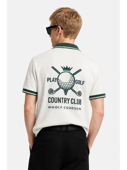 Snitch - White Graphic Half Sleeves Regular Casual Polo T-shirt For Men