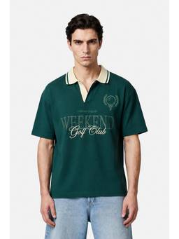 Snitch - Dark Green Graphic Half Sleeves Regular Casual Polo T-shirt For Men