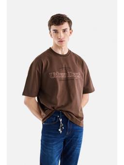 Snitch - Brown Graphic Half Sleeves Oversized Casual T-shirt For Men