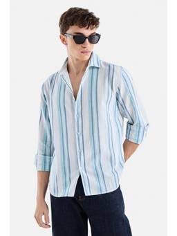 Snitch - White Stripes Full Sleeves Regular Casual Shirt for Men