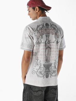 Jack & Jones - Men White Printed Resort Collar Shirt