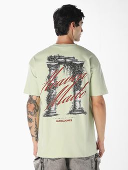 Jack & Jones - Men Sage Green Graphic Oversized T-shirt