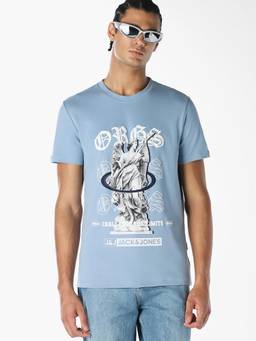 Jack & Jones - Men Blue Artwork Print T-shirt