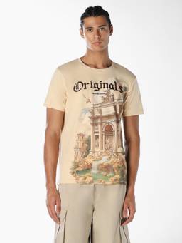 Jack & Jones - Men Cotton Printed Crew Neck T-shirt