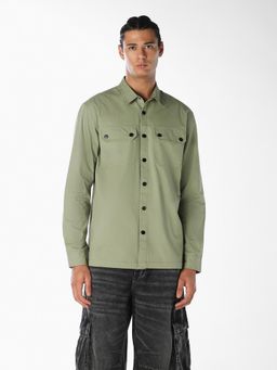 Jack & Jones - Men Green Cotton Twill Shacket