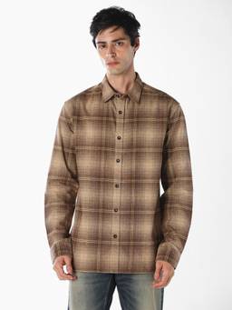Jack & Jones - Men Brown Check Cotton Shirt