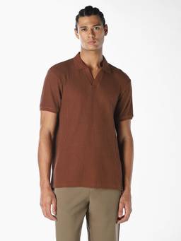 Jack & Jones - Men Dark Brown Knitted Polo T-shirt