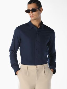 Jack & Jones - Men Navy Blue Formal Full Sleeves Shirt