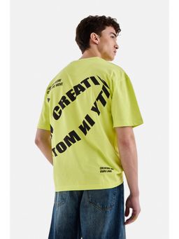 Snitch - Neon Green Graphic Half Sleeves Oversized Casual T-shirt For Men