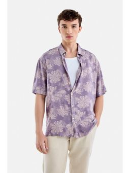 Snitch - Lavender Floral Half Sleeves Boxy Shirt for Men