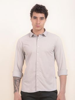 Cantabil - Slim Fit Polyester Stretch Fabric Solid Pattern Casual Shirt