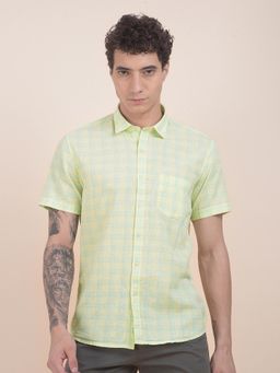 Cantabil - Slim Fit Cotton Linen Fabric Checks Pattern Casual Shirt