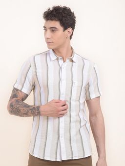 Cantabil - Slim Fit Pure Cotton Fabric Striped Pattern Casual Shirt