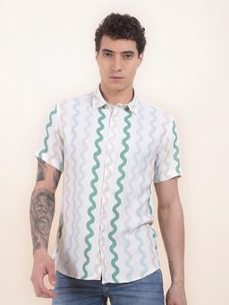 Cantabil - Slim Fit Viscose Fabric Pattern Casual Shirt
