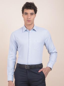 Cantabil - Slim Fit Premium Cotton Blend Fabric Self Design Formal Shirt For Men