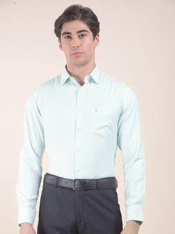 Cantabil - Regular Fit Poly Bamboo Fabric Striped Formal Shirt For Men