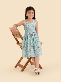 Fabindia - Blue Cotton Printed Dress