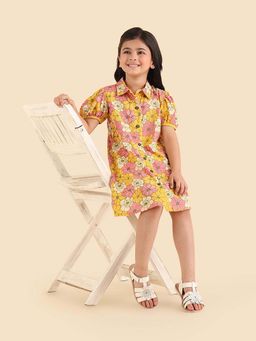 Fabindia - Yellow Cotton Printed Dress
