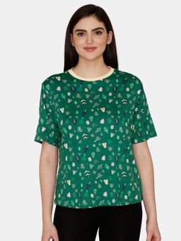 Zivame - Candles & Carols Knit Poly Top - Green