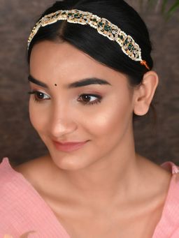 Silvermerc Designs - Gold Plated Cubic Zirconia Stone Studded Ethnic Matha Patti