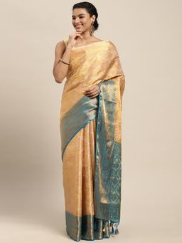 Mimosa - Women's Kanjivaram Art Silk Yellow Saree with Unstitched Blouse