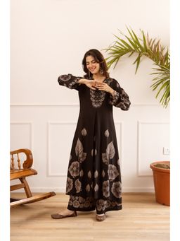 BERRYLICIOUS - Women Black Printed Kurta with palazzo