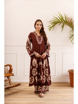 BERRYLICIOUS - Women Brown Printed Kurta with palazzo
