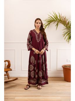 BERRYLICIOUS - Women Wine Printed Kurta with palazzo