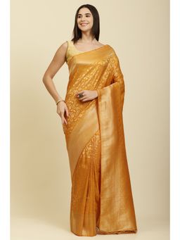 MEENA BAZAAR Since 1970 - Mustard Weaving Saree with Unstitched Blouse