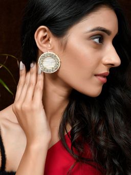 Silvermerc Designs - Gold Plated White & Pearl Beaded Handcrafted Stud Earrings