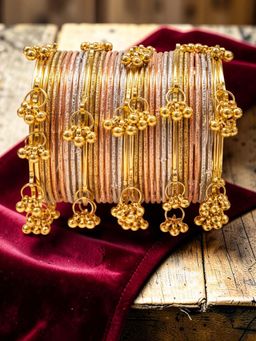 OOMPH - Rimjhim Shimmer With Ghungroo Bangle Set - (2.6) (Pack of 32)