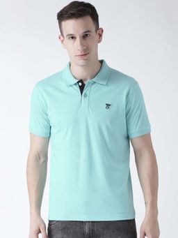Club York - Men Blue Solid Polo Collar T-Shirt