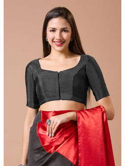 SALWAR STUDIO - Black Silk Sweetheart Neck Comfort Fit Readymade Blouse
