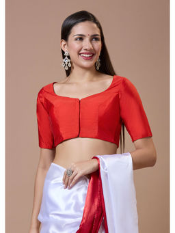 SALWAR STUDIO - Red Silk Sweetheart Neck Comfort Fit Readymade Blouse