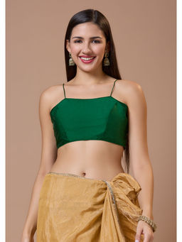 SALWAR STUDIO - Green Silk Spaghetti Comfort Fit Readymade Blouse
