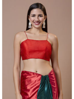 SALWAR STUDIO - Red Silk Spaghetti Comfort Fit Readymade Blouse
