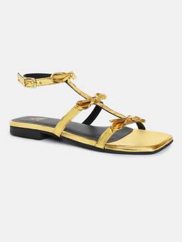 Tao Paris - Riko Metallic Bow-Strap Square-Toe Sandals