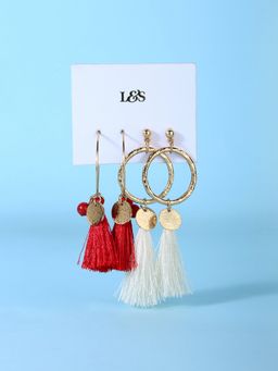 Lilly & Sparkle - Pack of 2 Gold-Plated Contemporary Tasselled Drop Earrings