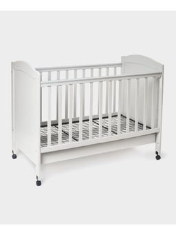 Mi Arcus - Grey Rubber Wood Cot with 3-Level Adjustable Cot Rail & Storage Drawer