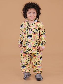 Mama & Peaches - Yellow Sleepy Animals Shirt and Pyjama (Set of 2)