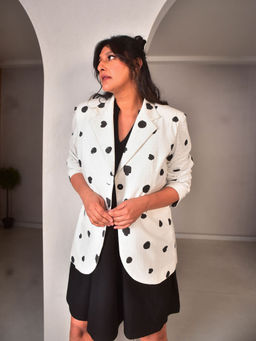 WHY SO BLUE - White Dottie Blazer