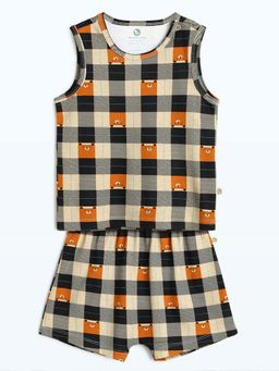 Cocoon Care - Kids Checked Bamboo Cotton Vest and Shorts Set