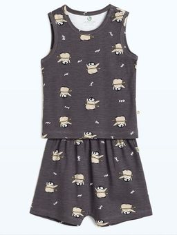 Cocoon Care - Charcoal Grey knitted Bamboo Cotton Vest and Shorts Set