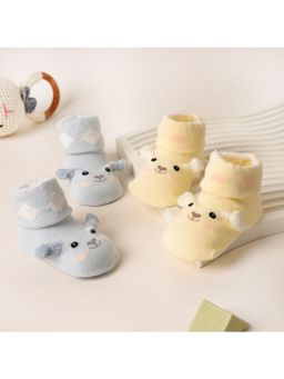 Kicks and Crawl - Little Piggies Yellow and Sky Blue Socks (Pack of 2)