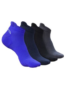 Heelium - Bamboo Ankle Socks-FreeSize UK7-11,4 Pairs,RBlue,NBlue,Black,Grey,Anti dour (Pack of 4)