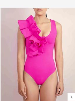 Loveable Creations By Muskan - Syna Pink Plain Swimsuit with Sarong