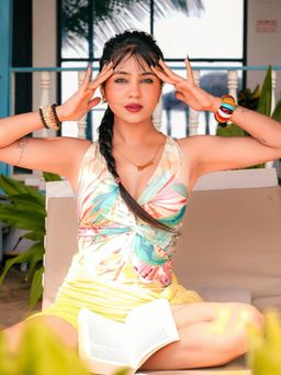 Loveable Creations By Muskan - Doris Multi-Colour Nylon Floral Swimsuit with Sarong